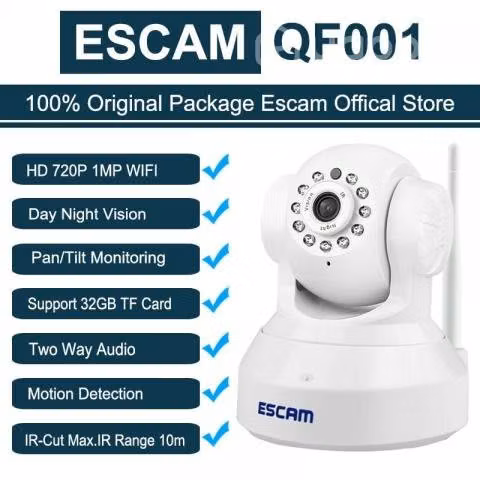 Camara Ip Wifi Hd P2P Escam QF001 Visión Nocturna