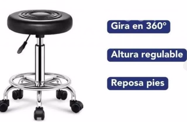 Piso o taburete clínico redondo y con ruedas - Imagen 2
