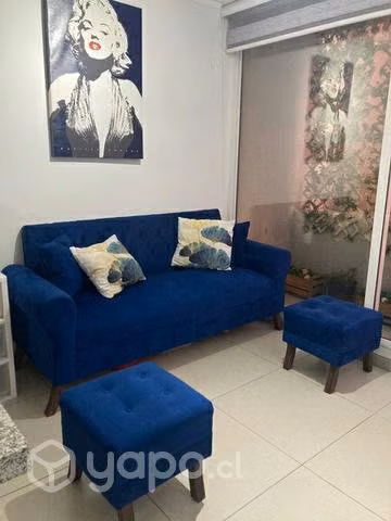 Sillón con almacenamiento azul