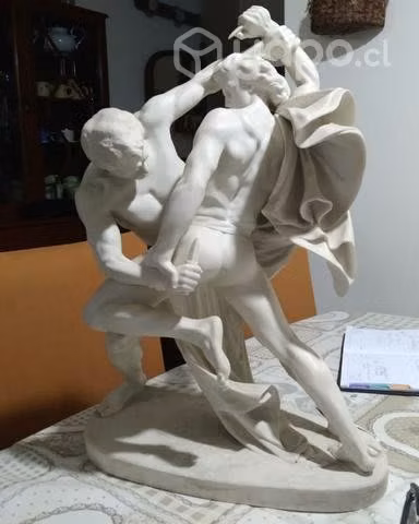 Antiguedad Escultura Luchadores con cuchl