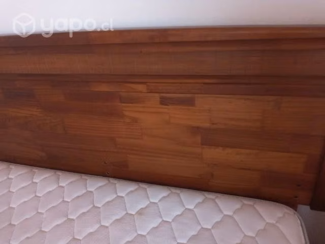 Cama super king con cabezal, veladores pino oregon