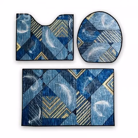 Set de 3 alfombras plush metalizada para baño 379