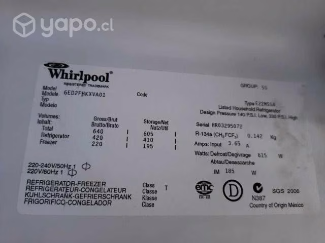 Refrigerador Whirlpool Side by Side