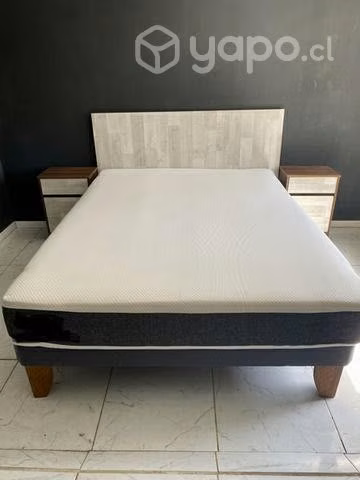Cama 2 plazas + muebles y respaldo !!