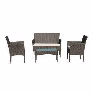 Living de rattan gris