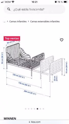 Cama (base y colchón) IKEA extensible nin@ - Imagen 5