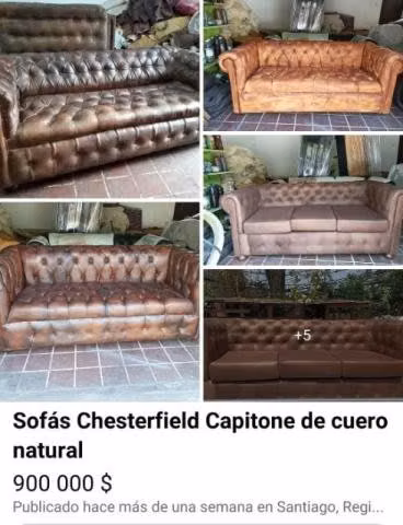 Sofás Chesterfield Capitone de cuero natural