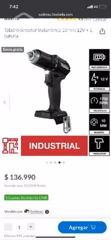 Makita Taladro Percutor Inalámbrico
