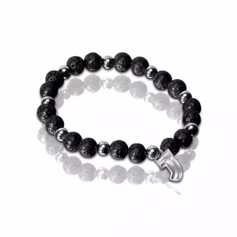 Juventus Pulsera Brazalete Piedra Negra de lava C/