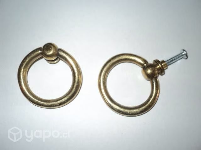 Jgo. 6 Tiradores Circulares, Bronce Macizo - Imagen 2
