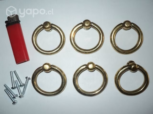 Jgo. 6 Tiradores Circulares, Bronce Macizo