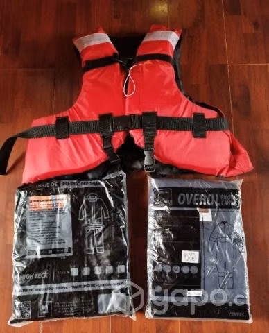 Chaleco salvavidas oberol y traje de agua