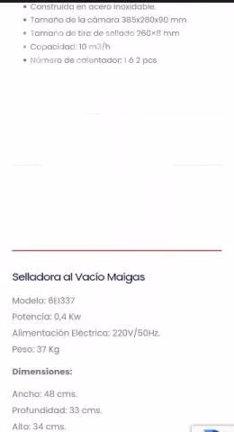 Selladora al vacío maigas
