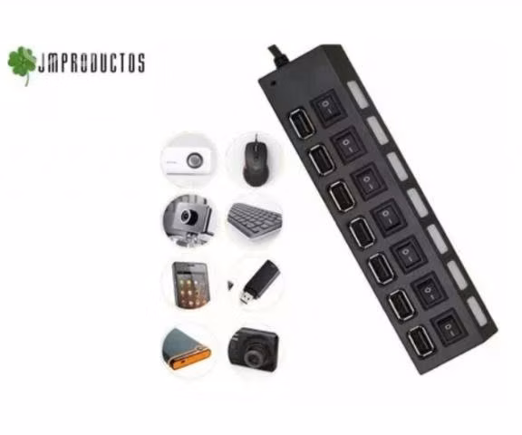 Hub Usb 2.0 Hi-speed 7 Puertos Con Interruptor On