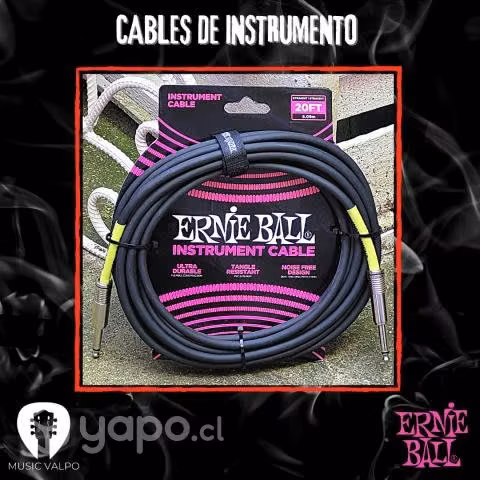 Cable de instrumento ernie ball negro plug 6.1 m