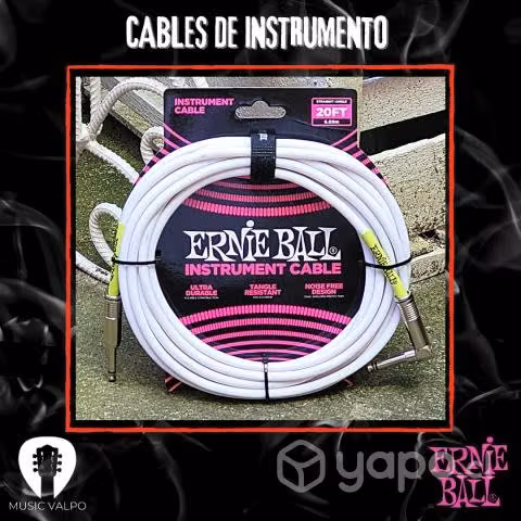 Cable de instrumento ernie ball negro plug 6.1 m