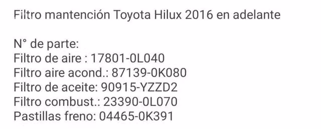 Mantención completa Toyota Hilux