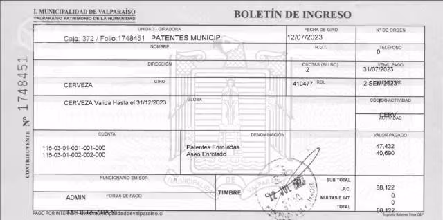 Patente de cerveza (tipo F)