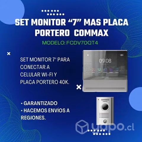 Set monitor 7 más placa portero commax