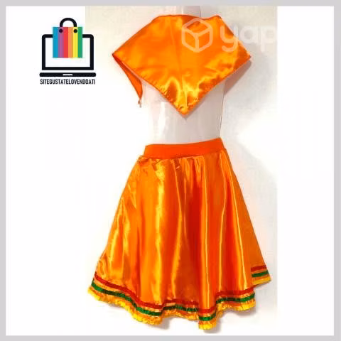 Falda Cintura Elasticada y Pañuelo Naranja - Imagen 2