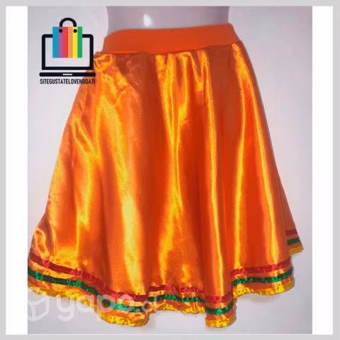 Falda Cintura Elasticada y Pañuelo Naranja - Imagen 3