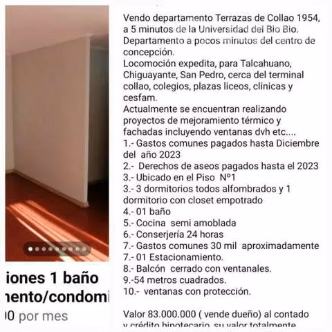 Departamento en terrazas de collao