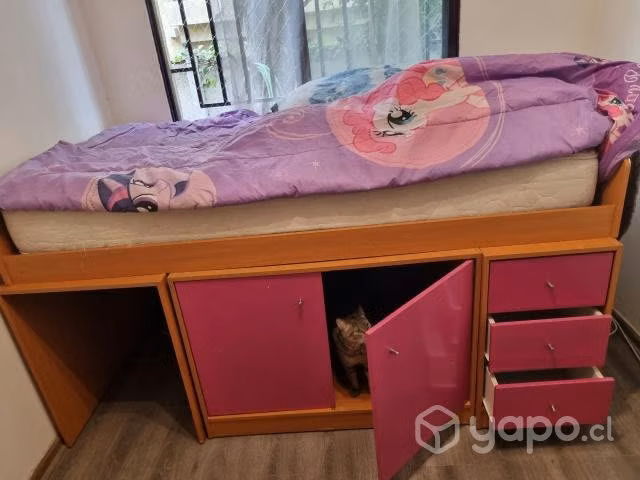 Cama con gavetas 1,5plz
