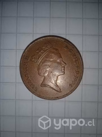Moneda de two pince elizabeth segunda