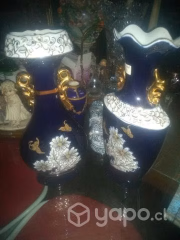 Floreros Limoges azul cobalto borde oro - Imagen 2