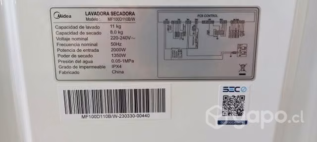 Lavadora Secadora Midea 11 KG / 8 KG Carga Frontal