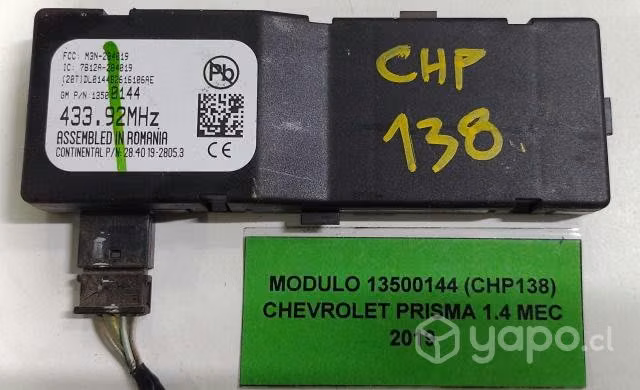 Módulo 13500144 (CHP138) Chevrolet Prisma 1.4 MEC