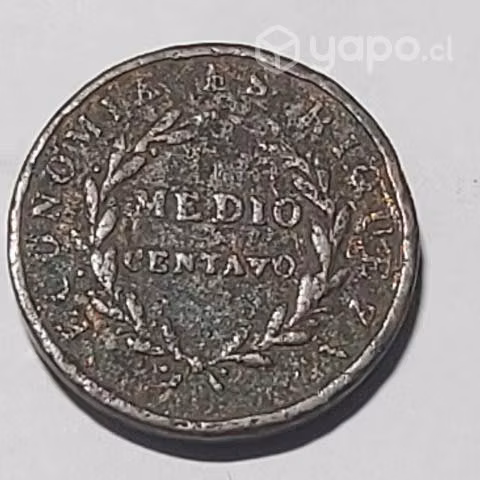 Moneda año 1835 medio centavo chile