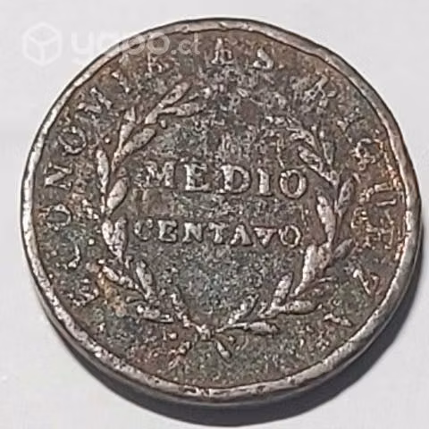 Moneda año 1835 medio centavo chile