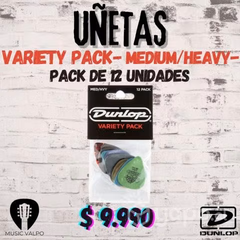 Pack 12 uñetas jim dunlop md/hv variety pack