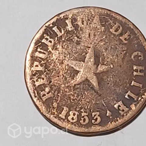 MONEDA AÑO1853 MEDIO Centavo Chile