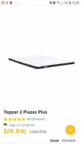Topper 2 plazas excelente estado muy acolchado