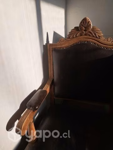 Poltrona Antigua cuero y madera - Imagen 2