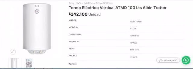 Termo electrico 100 lts