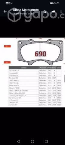 Balatas y pastillas tecnologia japonesa Toyota - Imagen 3