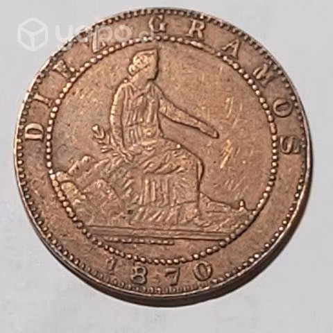 10 centesimos año 1870 españa - Imagen 4