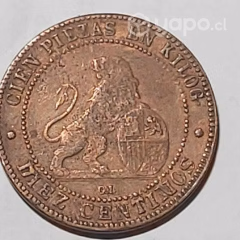 10 centesimos año 1870 españa - Imagen 2