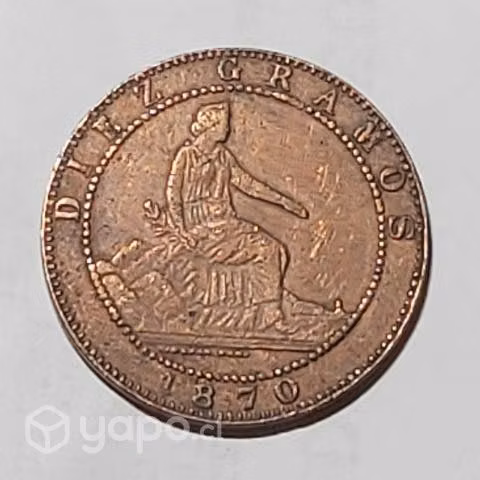 10 centesimos año 1870 españa - Imagen 3