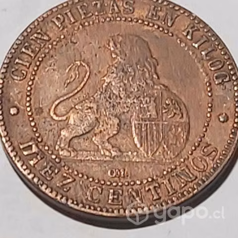 10 centesimos año 1870 españa