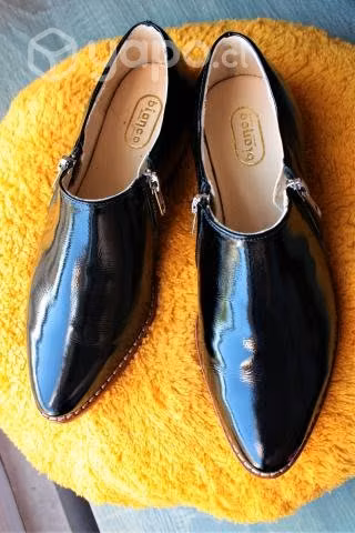 Zapatos Negros Mujer Cuero Confección Chilena Taco