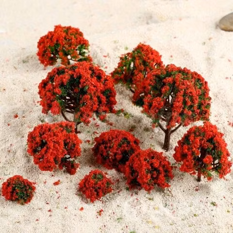 Árboles / Arbustos (10) Con Flores Rojas, Maquetas