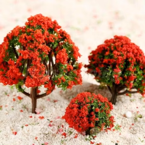 Árboles / Arbustos (10) Con Flores Rojas, Maquetas