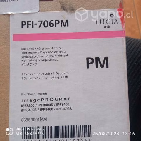 Tinta Canon pfi 706pm magenta original de 700ml