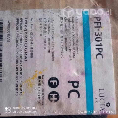 Tinta canon pfi 301pc cyan original de 330ml
