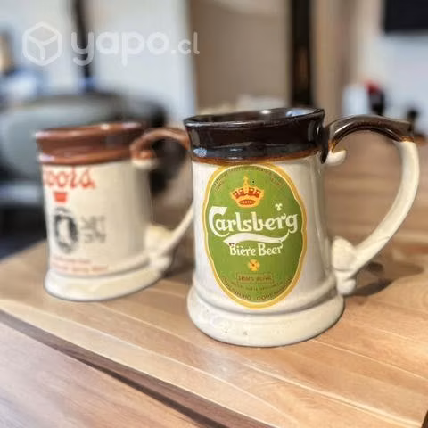 Dos vasos schop antiguos Carlsberg y Coors