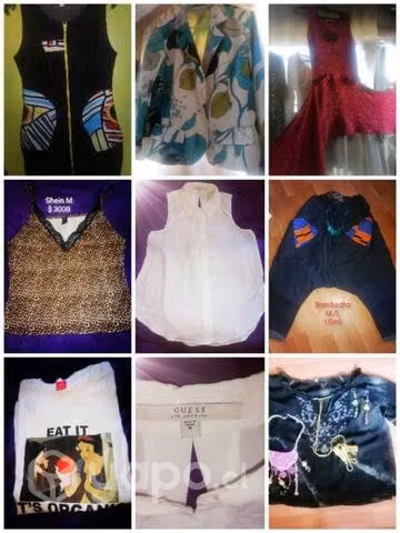 Mucha ropa moderna, accesorios y artesanía